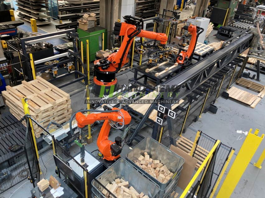 Autonomously and continuously assembling of complete pallets